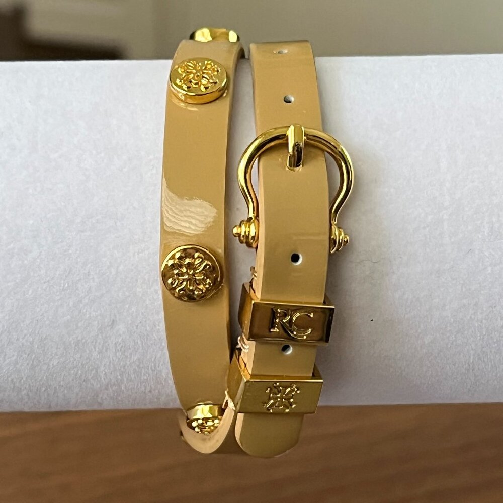 Rustic Cuff Leather Meagan Double Wrap Taupe Logo… - image 2